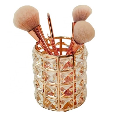 European Style Luxury Makeup Tool Cosmetic Storage Box Makeup Organizer Crystal Pen Makeup Brush Set Holder