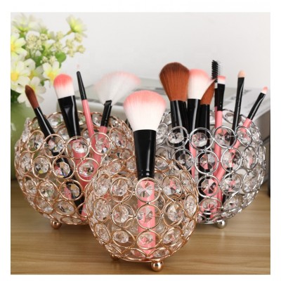 Crystal Makeup Brush Holder Eyebrow Pencil Pen Cup Collection Cosmetic Storage Organizer for Vanity