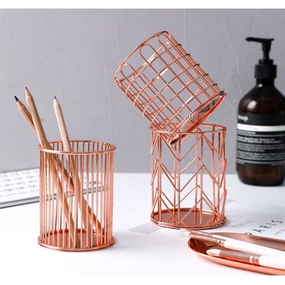 Luxury European Style Gift Metal Makeup Brush Display Stand Holder Storage Drying Organizer Box