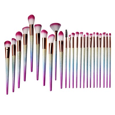 24pcs Professional Glitter Cosmetic Makeup Brush Set for Foundation Mascara Concealer