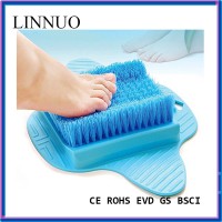 Bathroom Shower No Bending Feet Brush Foot Cleanning Bristle Slipper Bath Scrubber Massager Stick on Floor