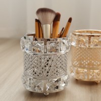 Crystal Metal Makeup Brush Holder Eyebrow Pen Pencil Storage Box Container Makeup Brush Organizer